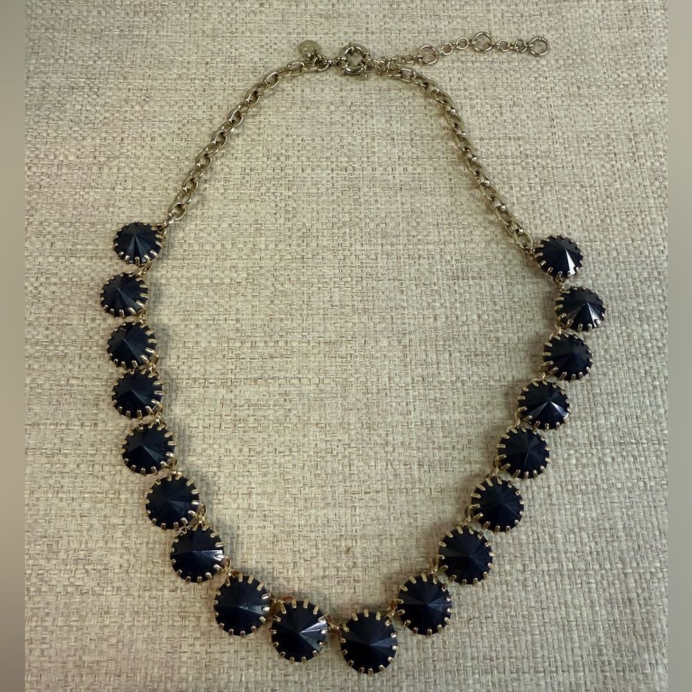 J Crew Gold & Black Round Crystal Necklace - Picture 3 of 4
